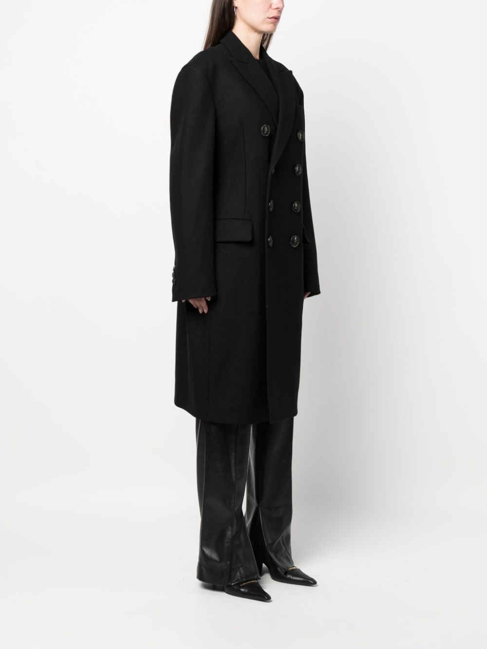 double-breasted virgin wool coat - 3