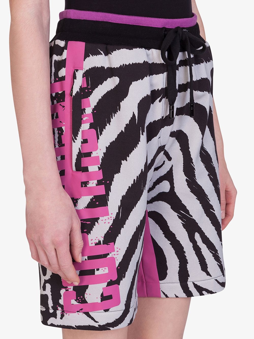 zebra-print track shorts - 5