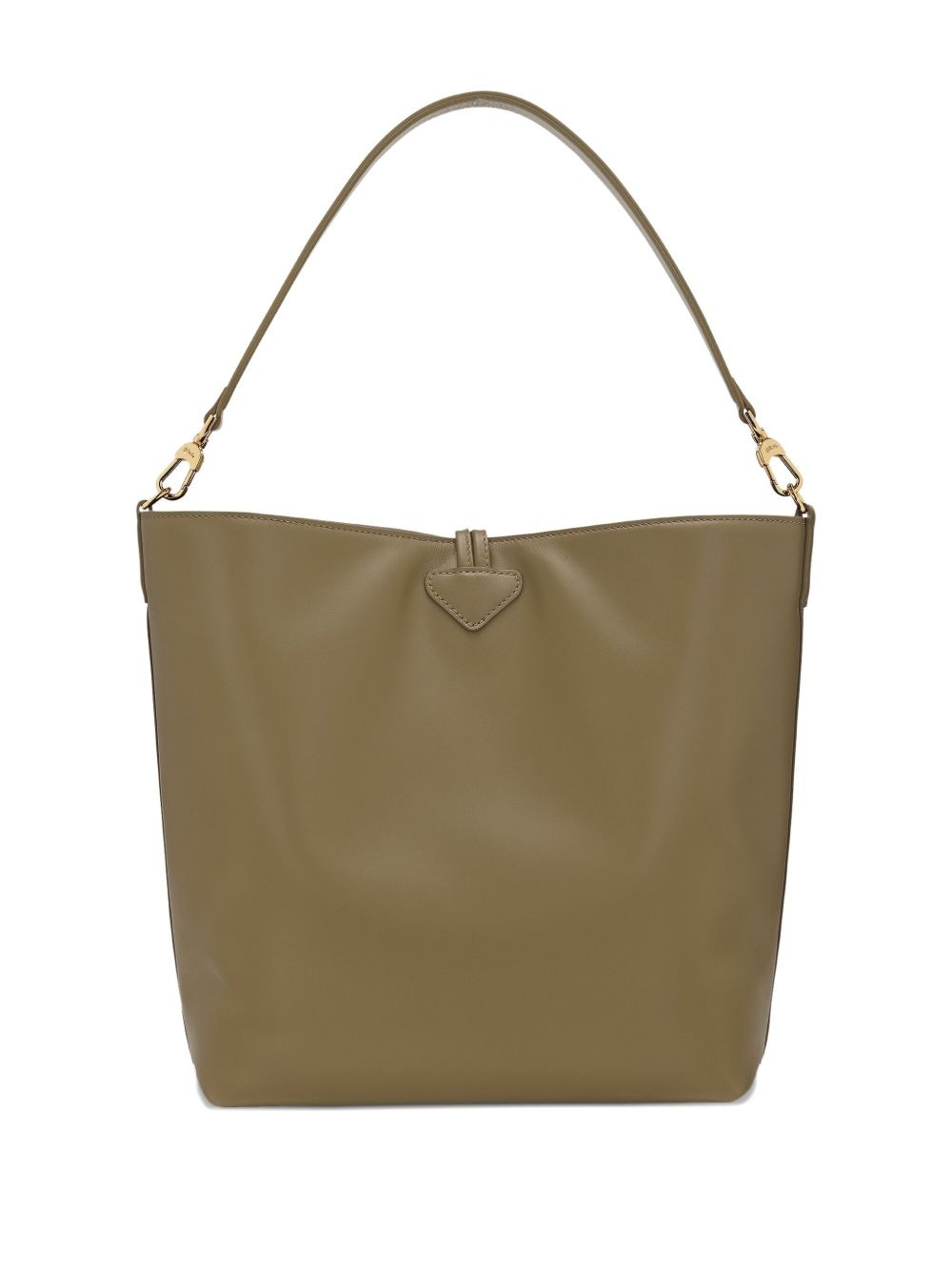 Bamboo clasp leather shoulder bag - 3