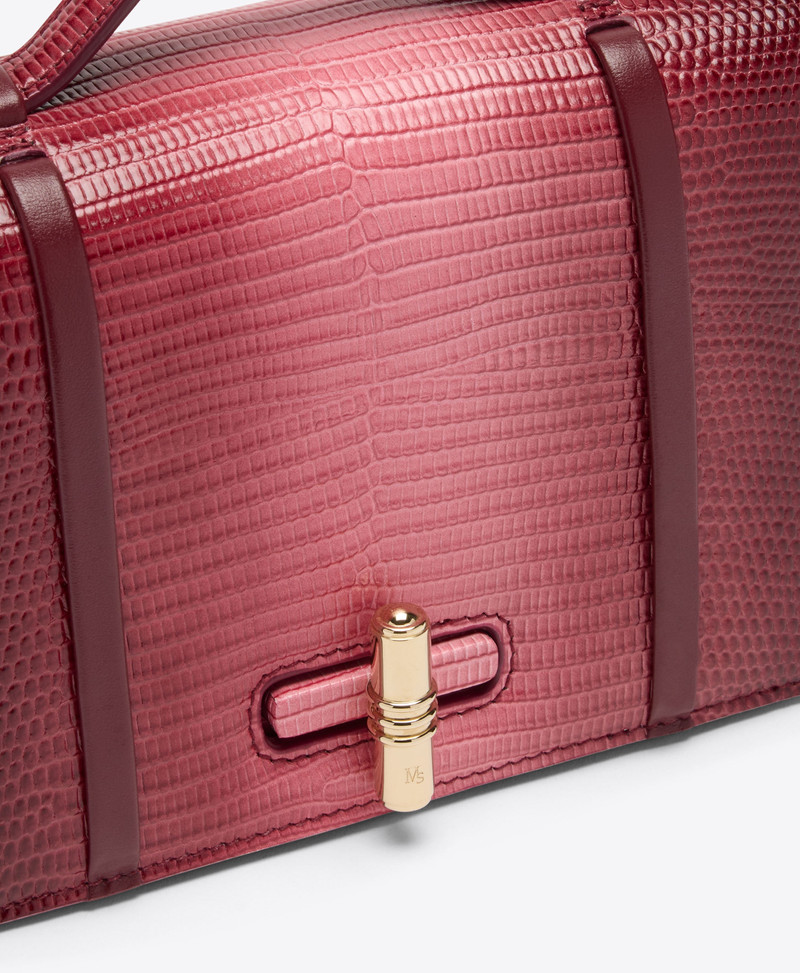 May Burgundy & Pink Gradient Embossed Leather Small Handbag 3
