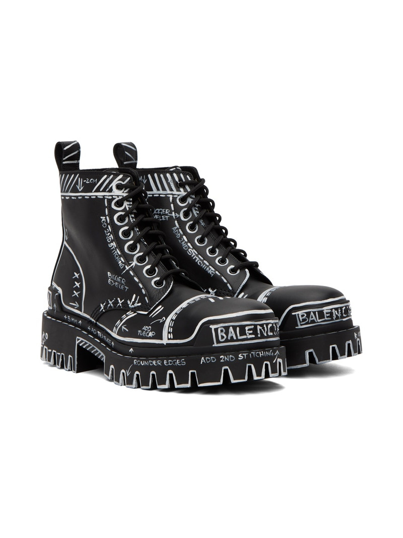 sketch-print leather ankle boots 4