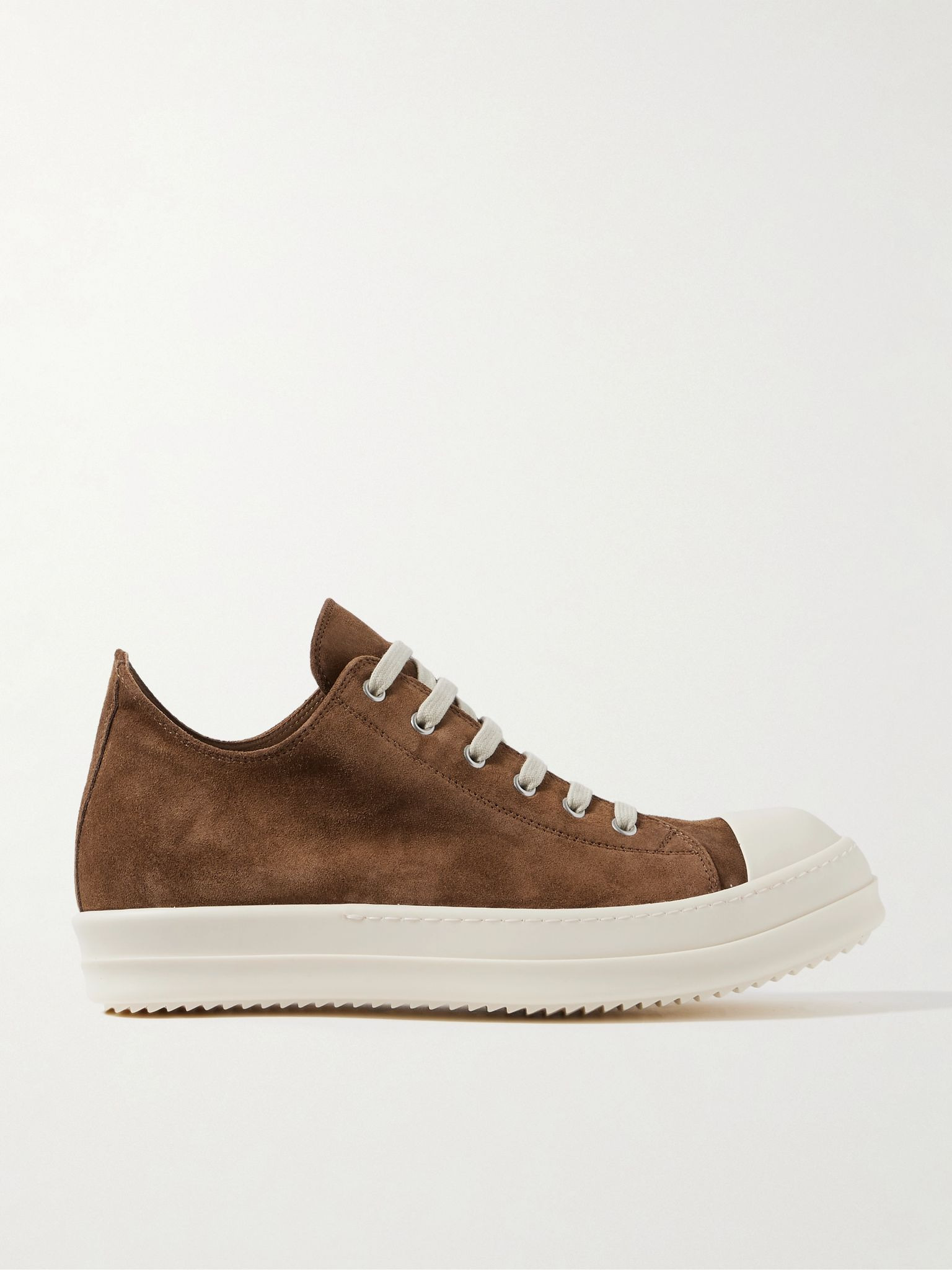 Ramones Rubber-Trimmed Leather Sneakers Brown - 1
