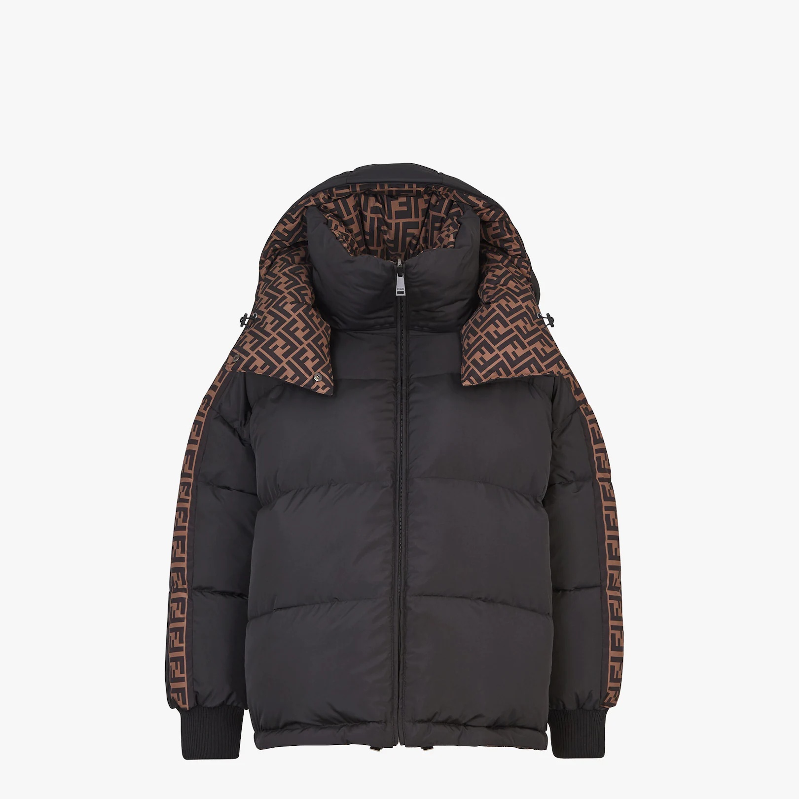 Black nylon down jacket - 1