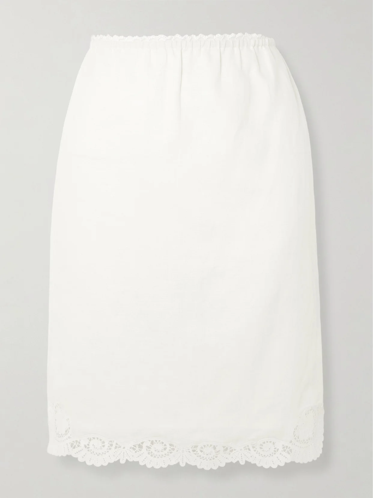 Darya Lace-trimmed Linen And Cotton-blend Midi Skirt - 1