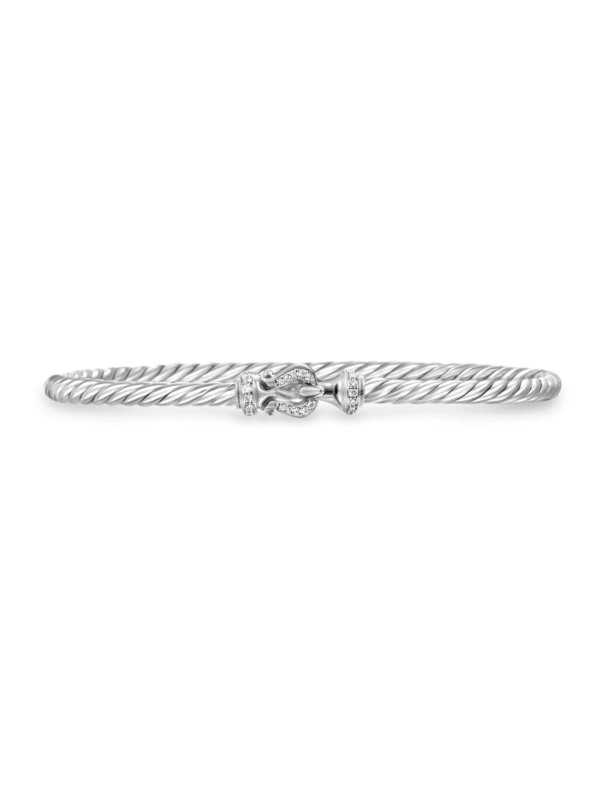 Women's Buckle Classic Cable Bracelet in Sterling Silver - Diamond - 1