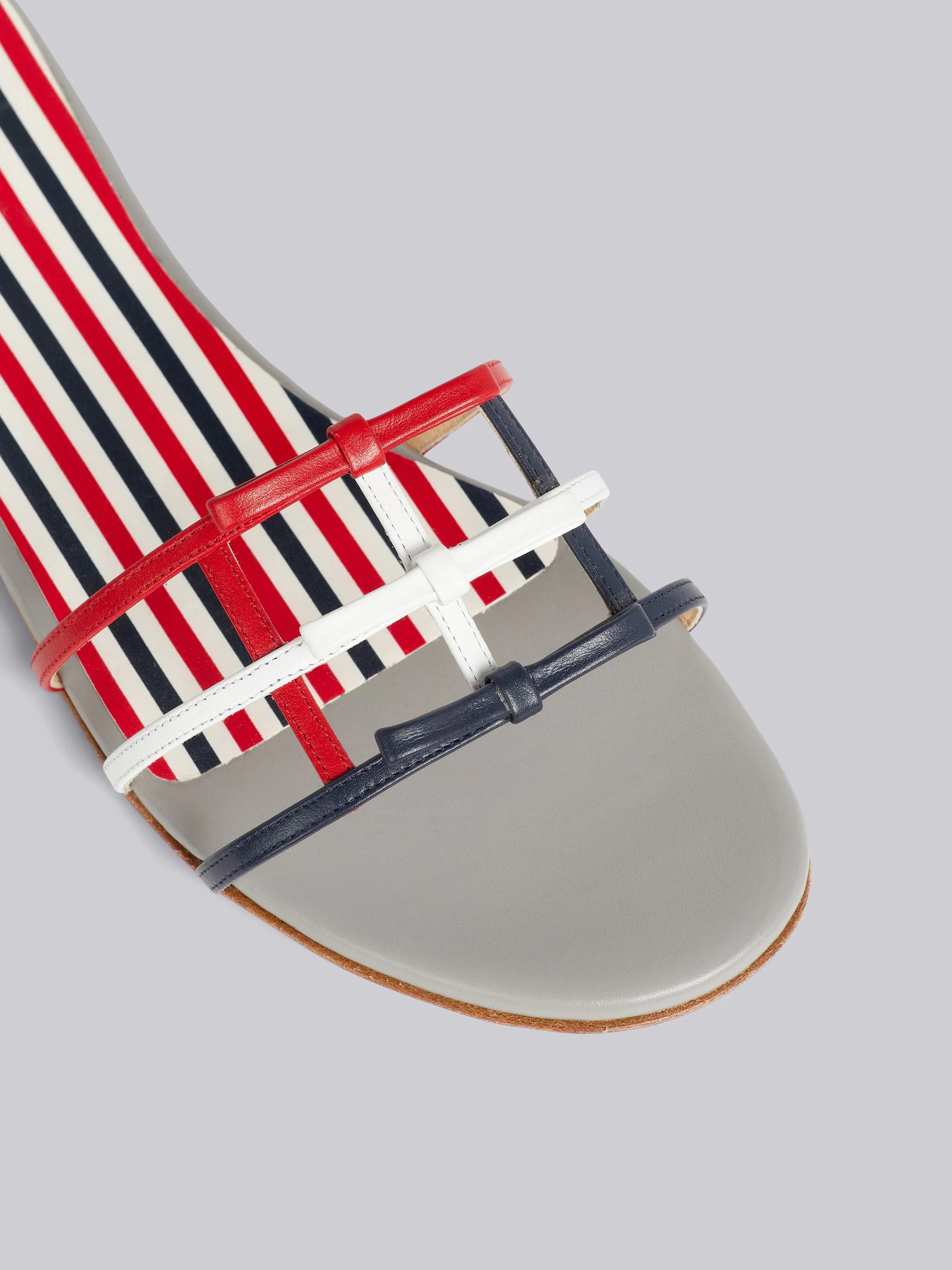 Multicolor Vitello Calf Leather 3-Bow Slide Sandal - 2