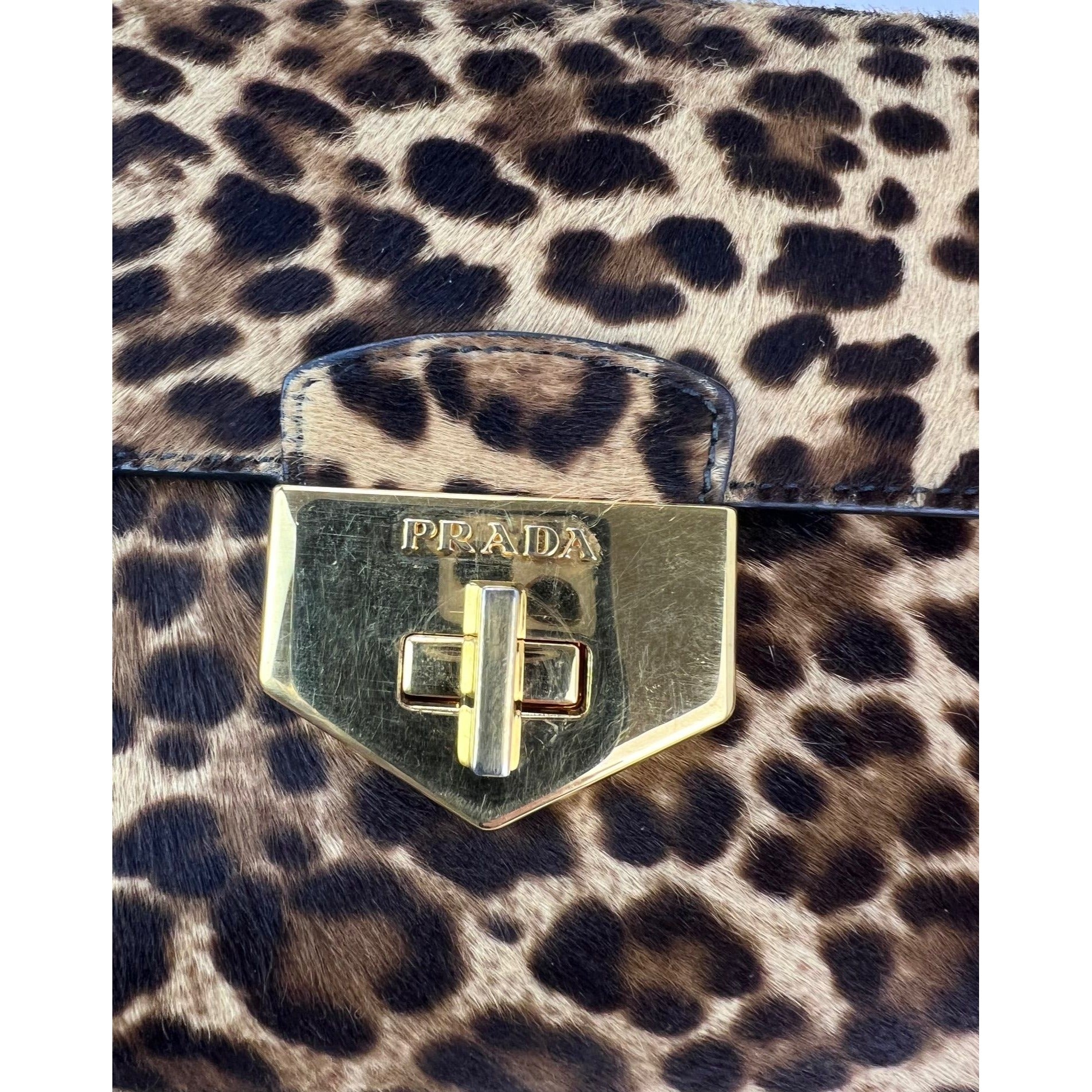 Prada Cavallino Leopard calf Hair Shoulder Bag - 20
