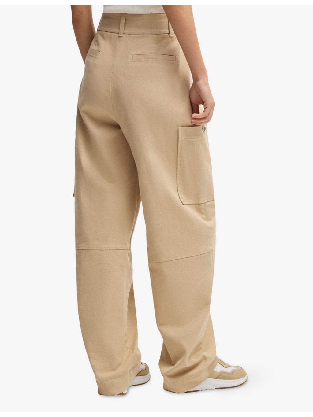 Patch-Pocket Straight-Leg Mid-Rise Stretch-Cotton Trousers - 4