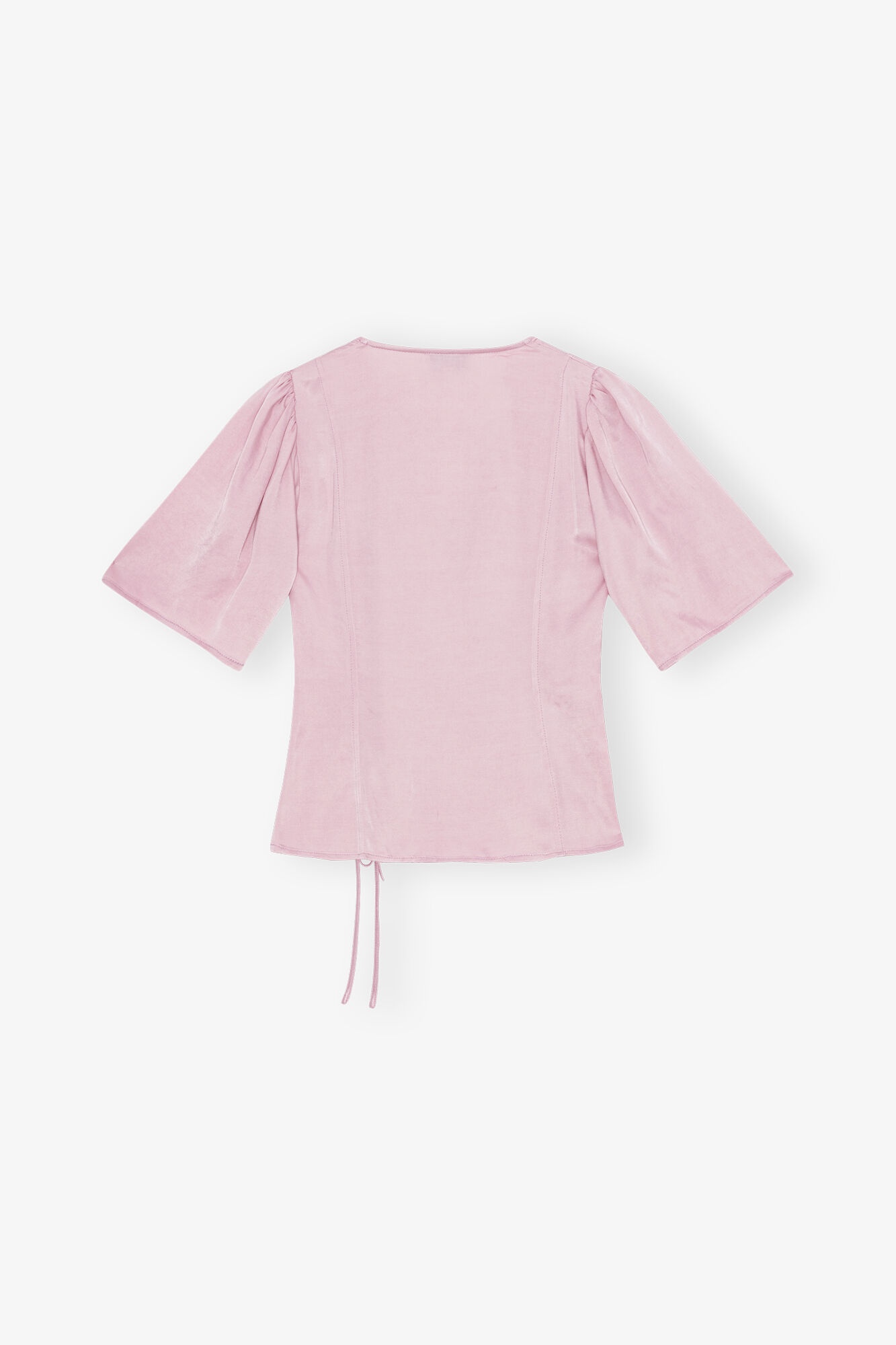 PINK WASHED SATIN WRAP BLOUSE - 6