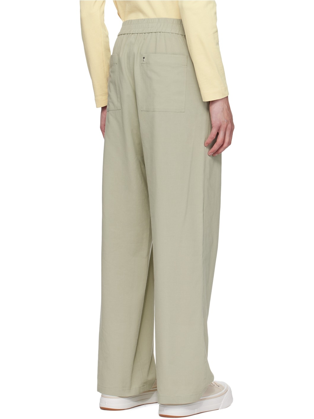 Green Elasticized Waist Trousers - 3