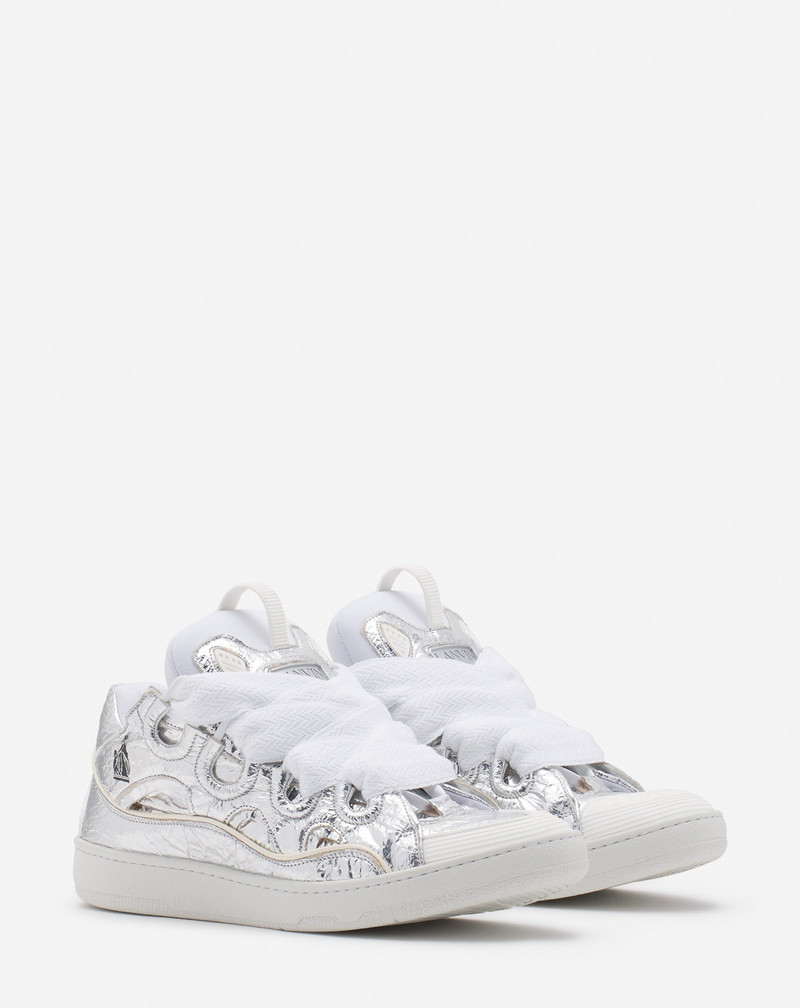 Lanvin CURB SNEAKERS IN CRINKLED METALLIC LEATHER outlook