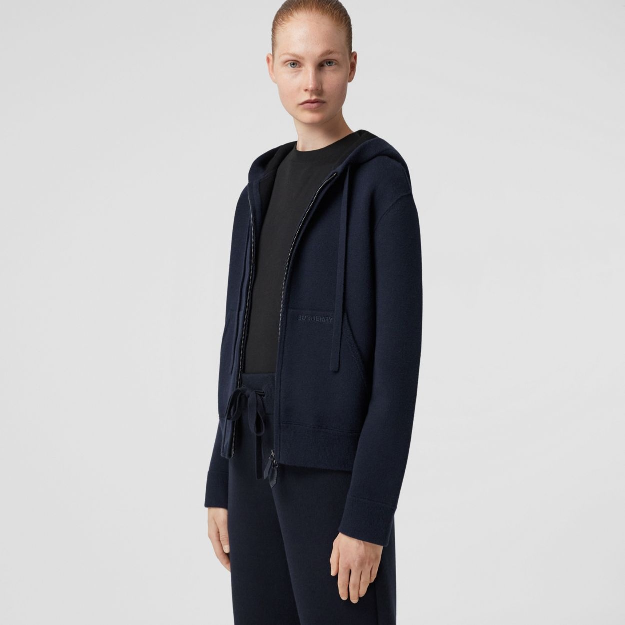 Embroidered Logo Cashmere Hooded Top - 2