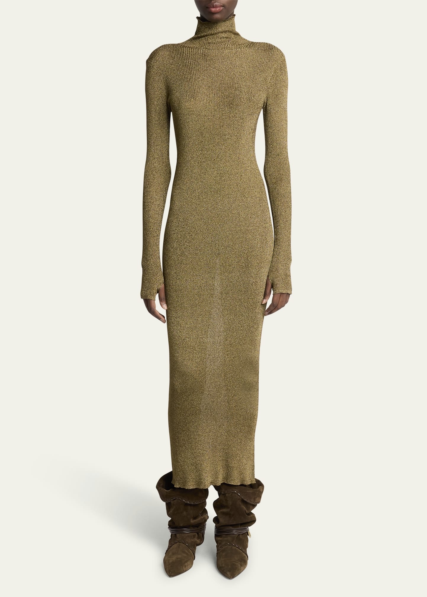 Josita Metallic Knit Turtleneck Dress - 2