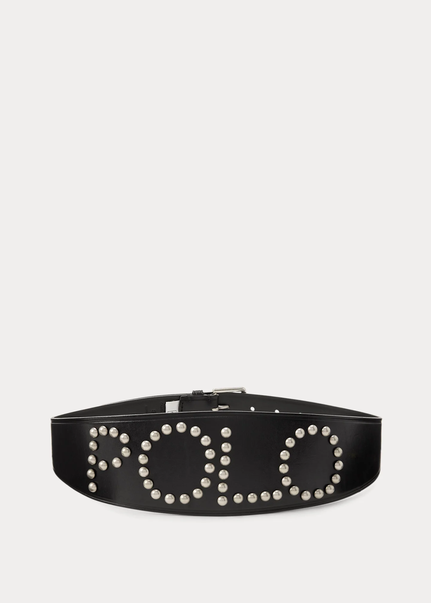 Studded Logo Leather Moto Belt - 1