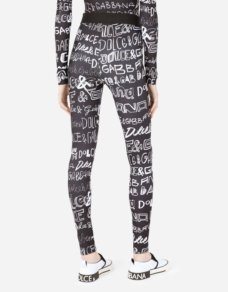 Spandex jersey leggings with DG graffiti print - 5