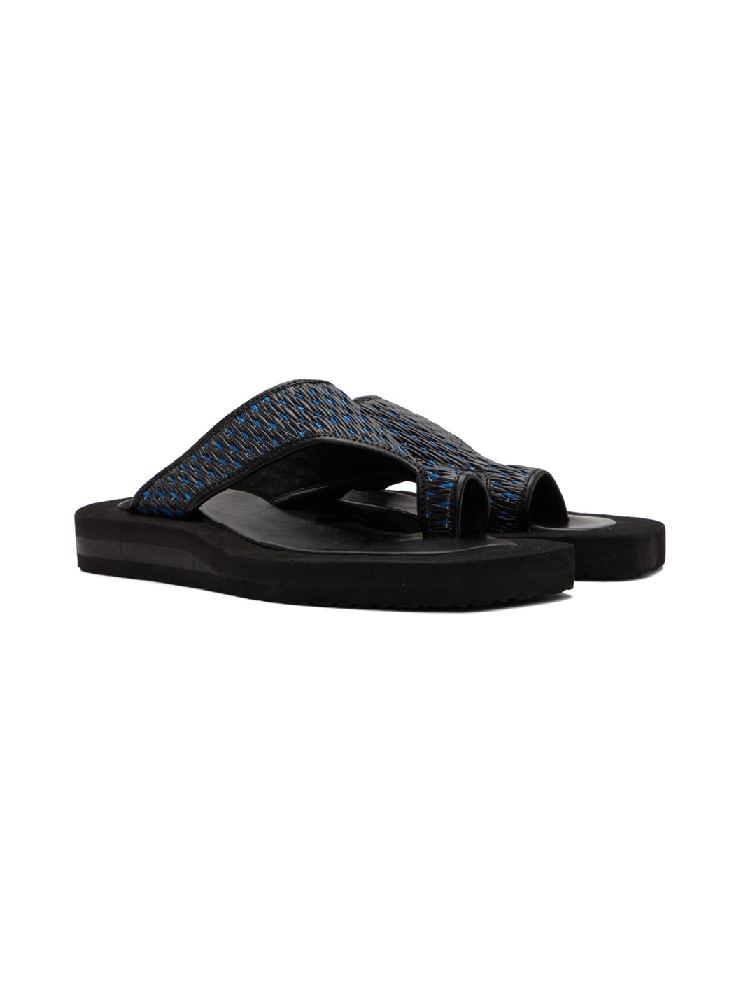 Black Raffia Sandals - 4