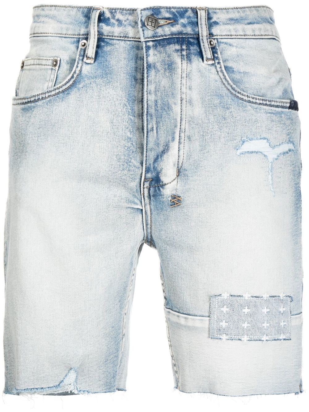 bleached distressed-denim shorts - 1