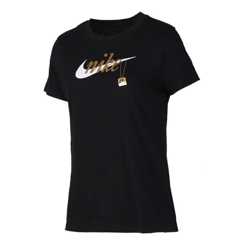 (WMNS) Nike Sportswear Round Neck Short Sleeve Black CJ7915-010 - 1