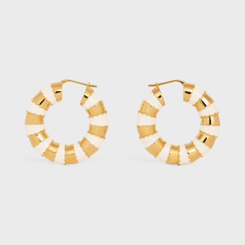 Frosted Hoops in Enamel and Brass with Gold Finish 1