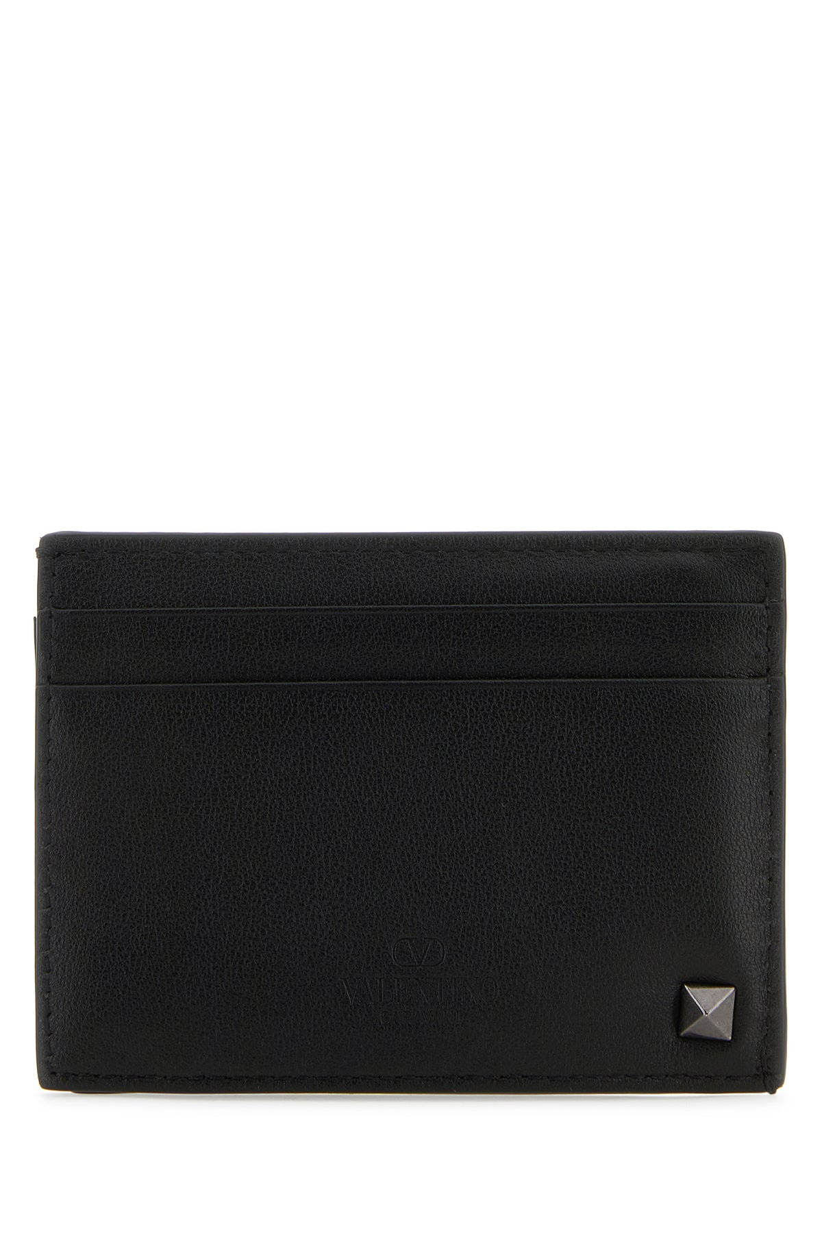 Black leather Rockstud card holder - 3