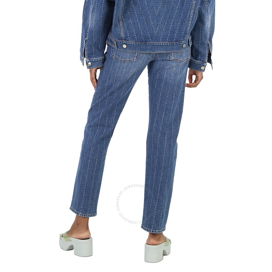 Stella Mccartney Rhinestone-Embellished Straight Leg Denim Jeans - 5