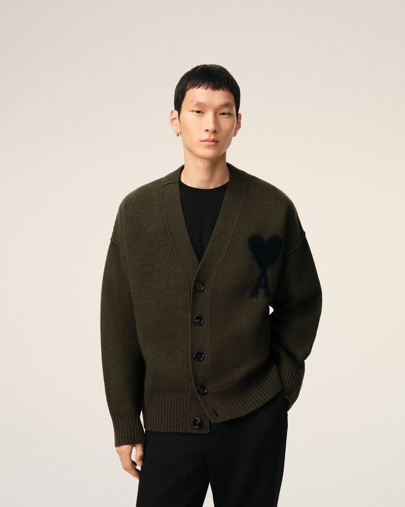 KHAKI WOOL AMI DE COEUR CARDIGAN 1