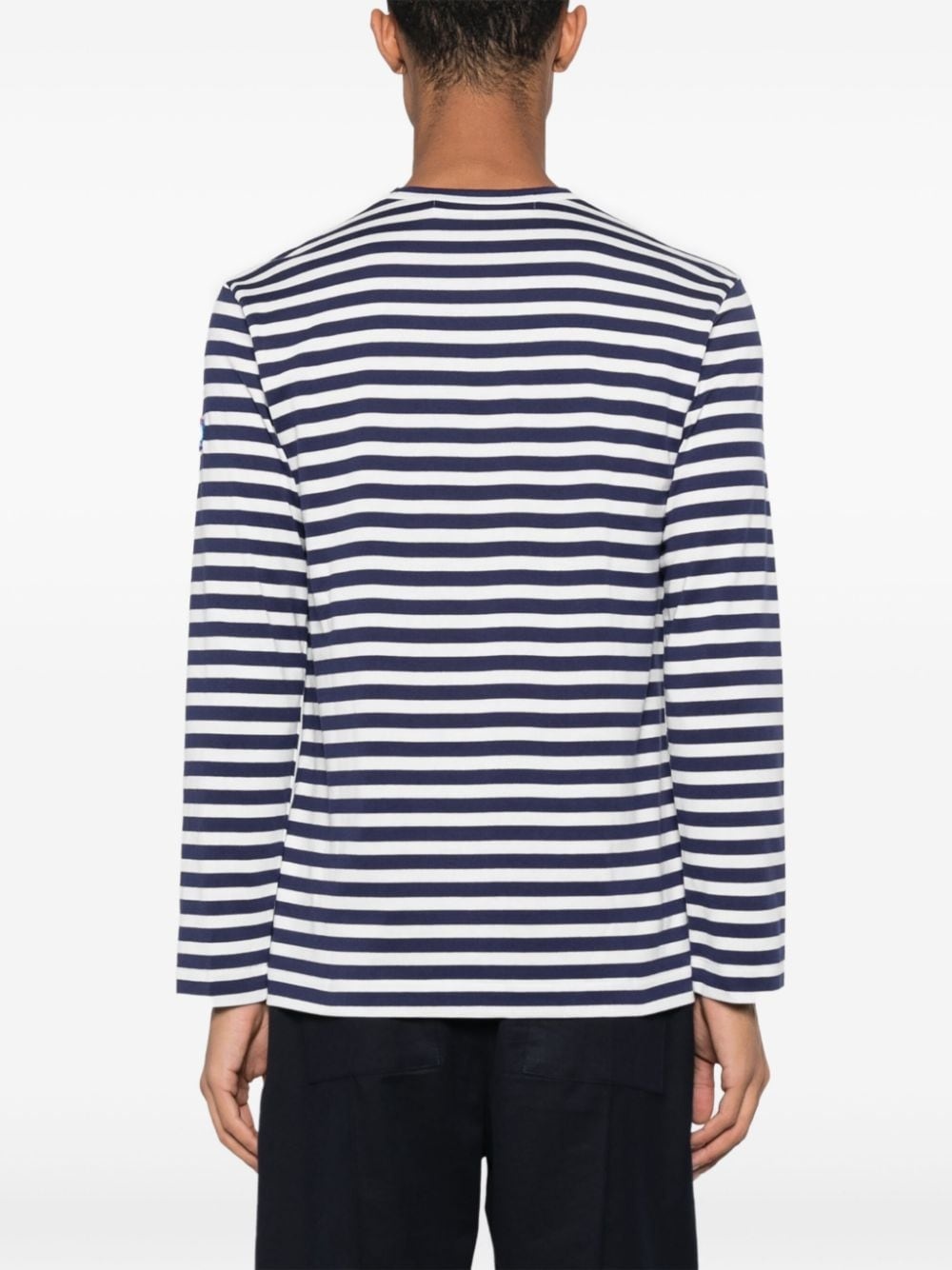 x the Artist Invader pixelated-appliqué striped T-shirt - 4