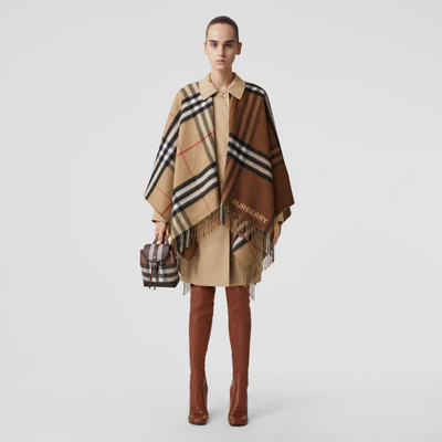 Burberry Contrast Check Wool Cashmere Cape outlook