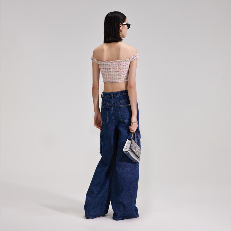 self-portrait Blue Denim Cargo Jeans outlook