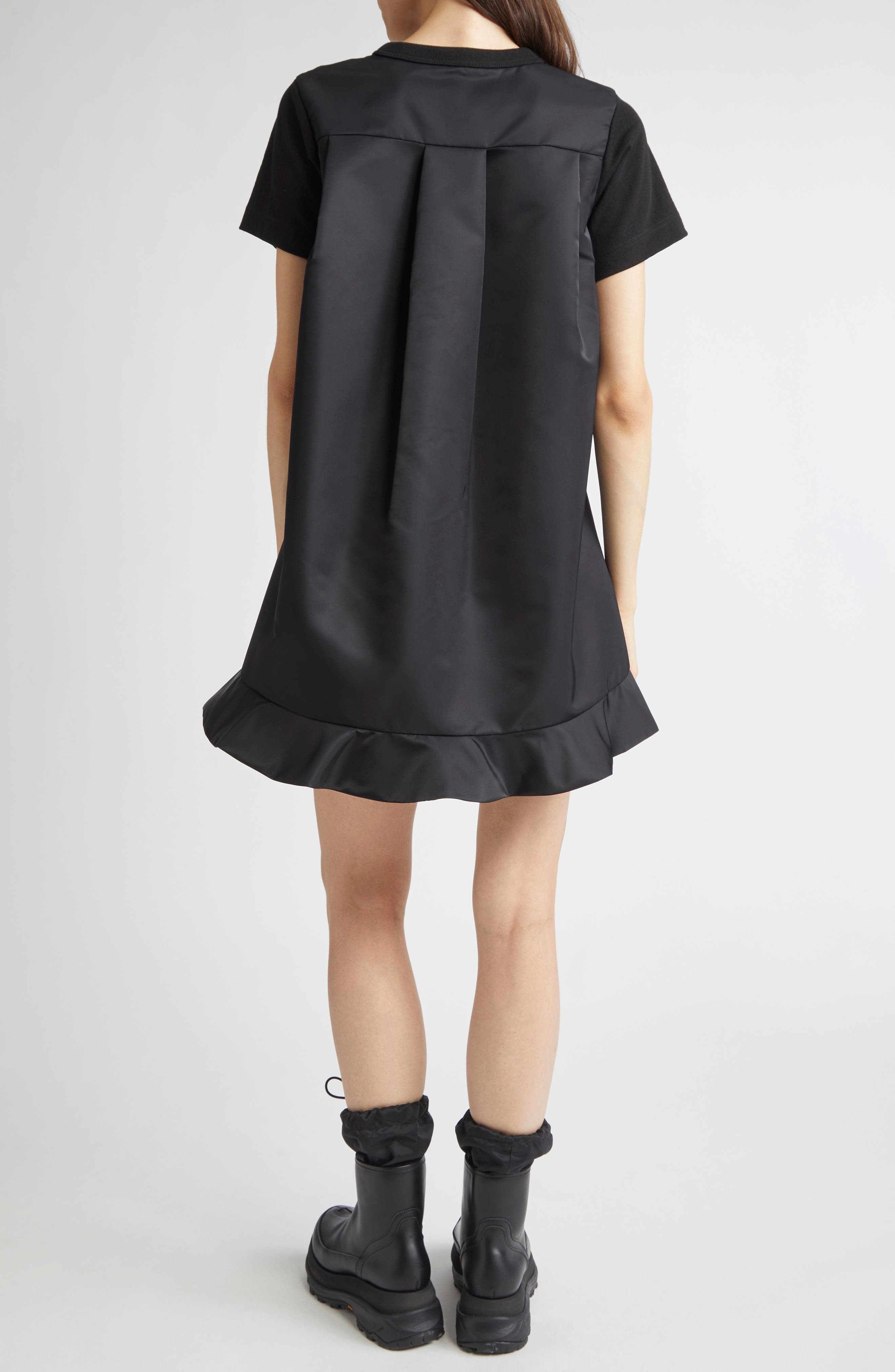 Sacai Nylon Twill & Cotton Jersey Minidress in Black at Nordstrom - 2