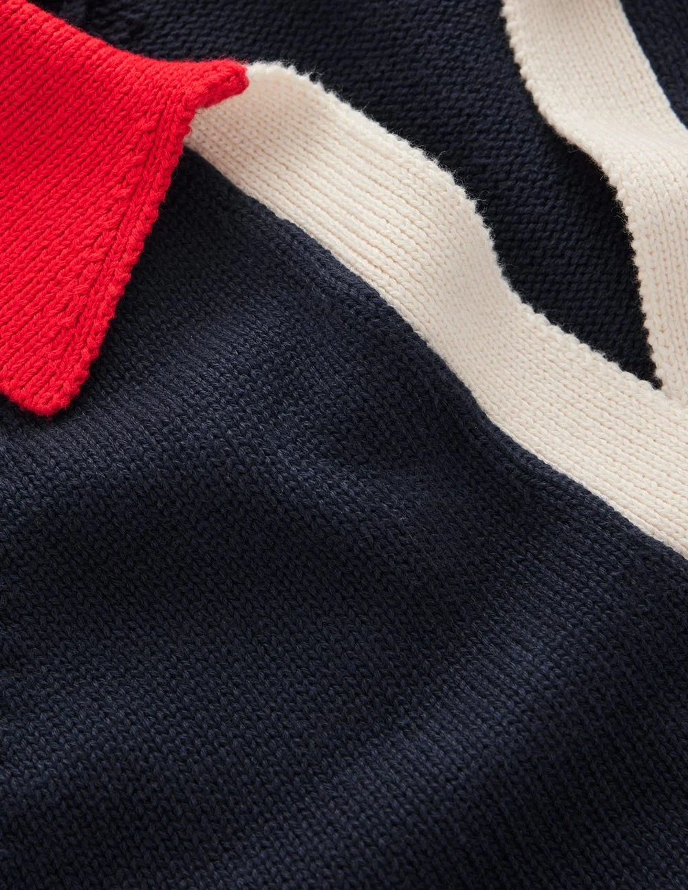 Lucy Cotton Henley Sweater-Navy Colourblock - 1