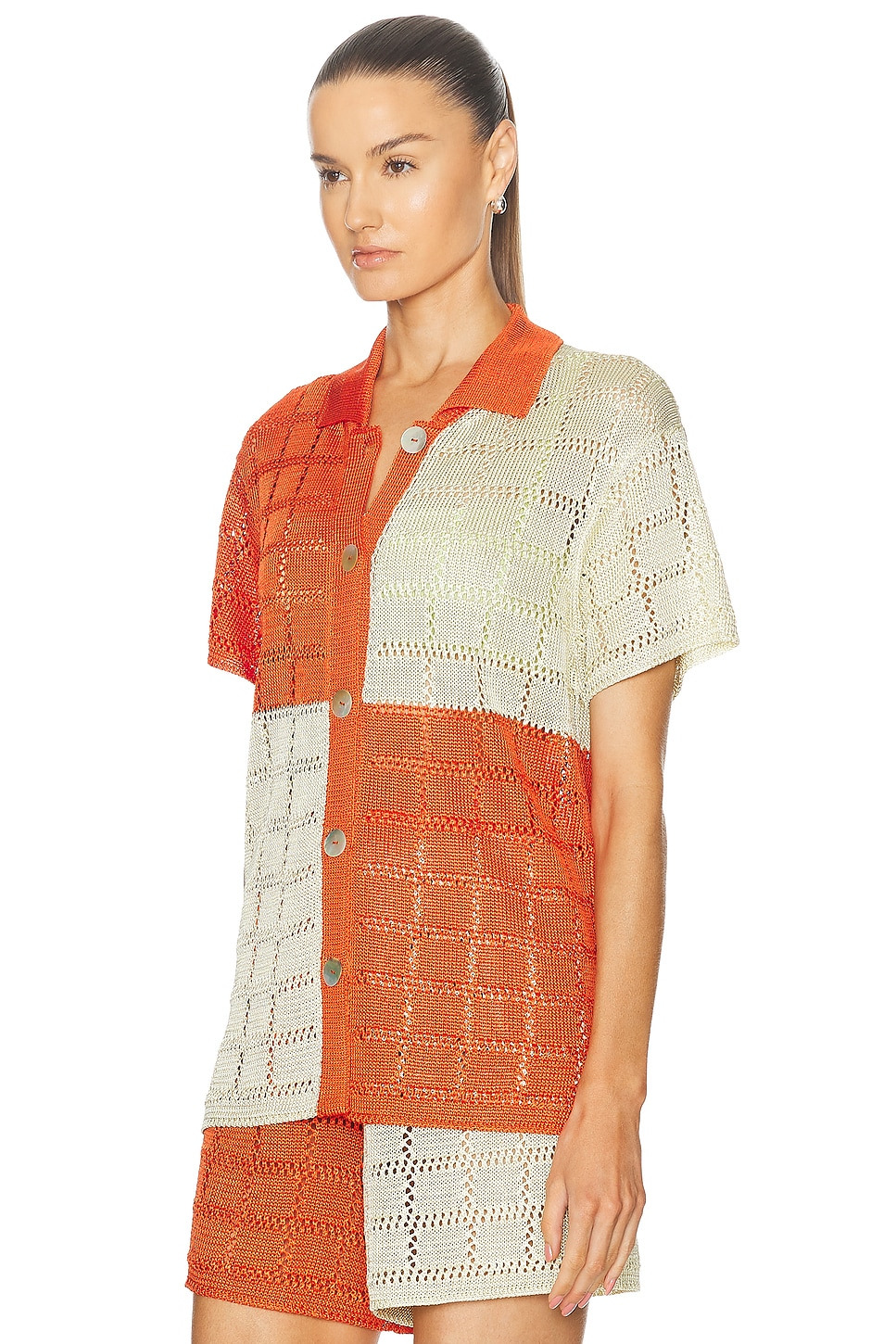 For Fwrd Two Tone Short Sleeve Patchwork Shirt - 3
