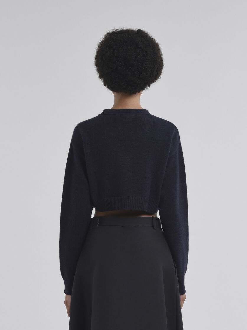 CROPPED BLUE CASHMERE CARDIGAN WITH MARNI SYMBOL - 3