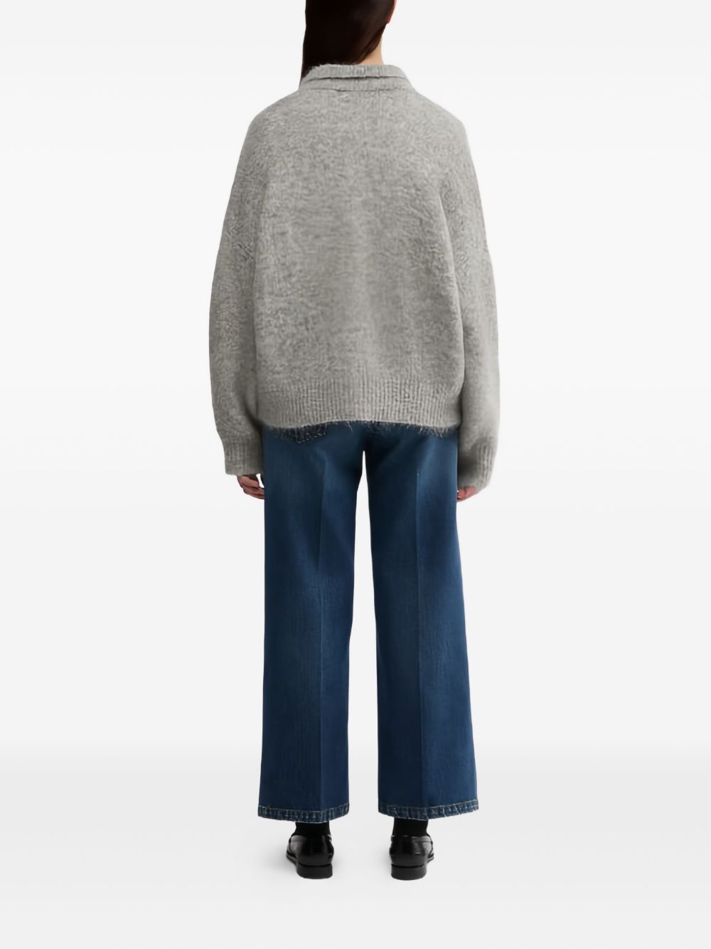 polo-collar cardigan - 3