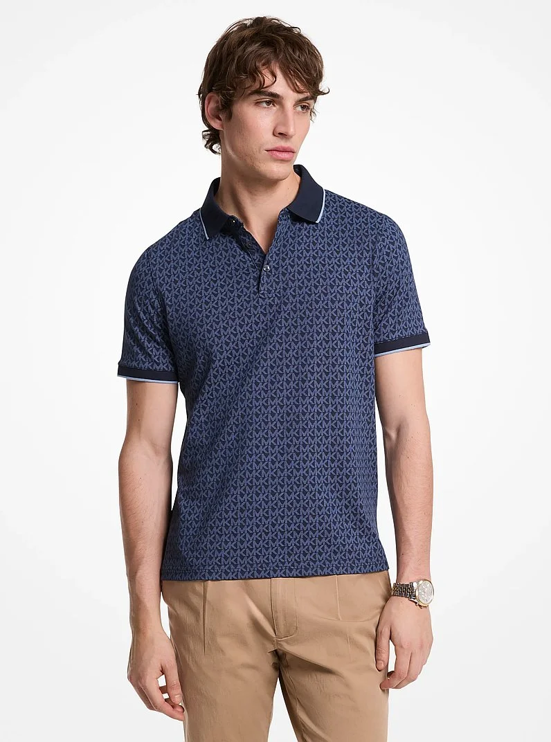 Greenwich Signature Logo Print Cotton Polo Shirt - 1