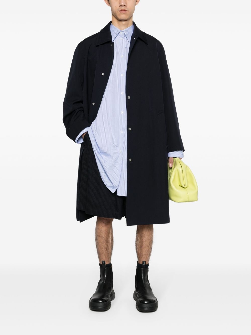 single-breasted gabardine wool coat - 2