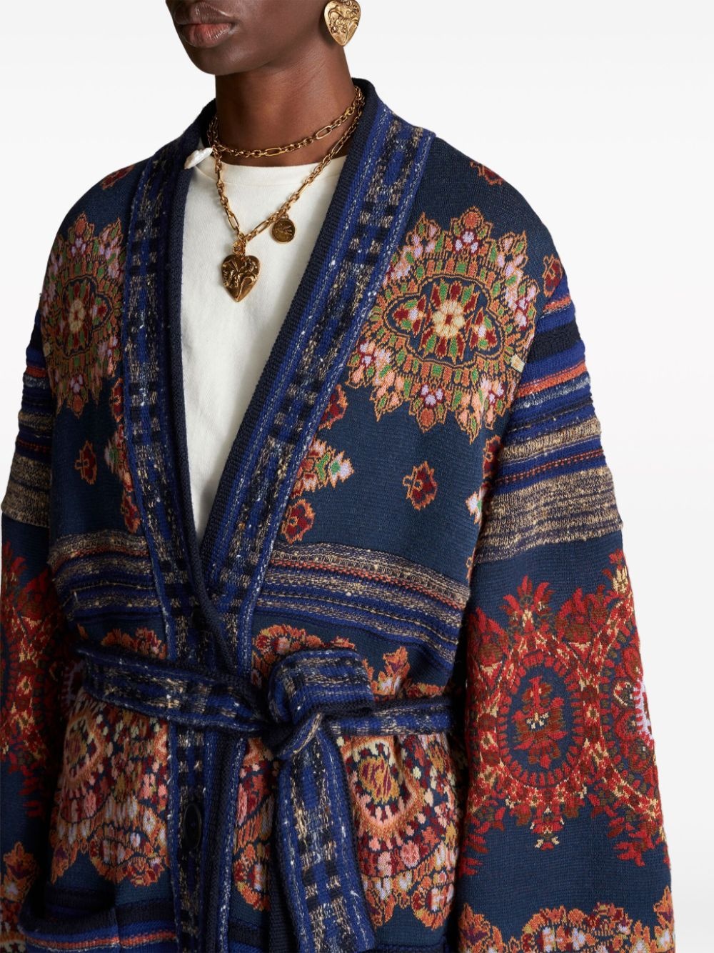 paisley-print belted trench coat - 4