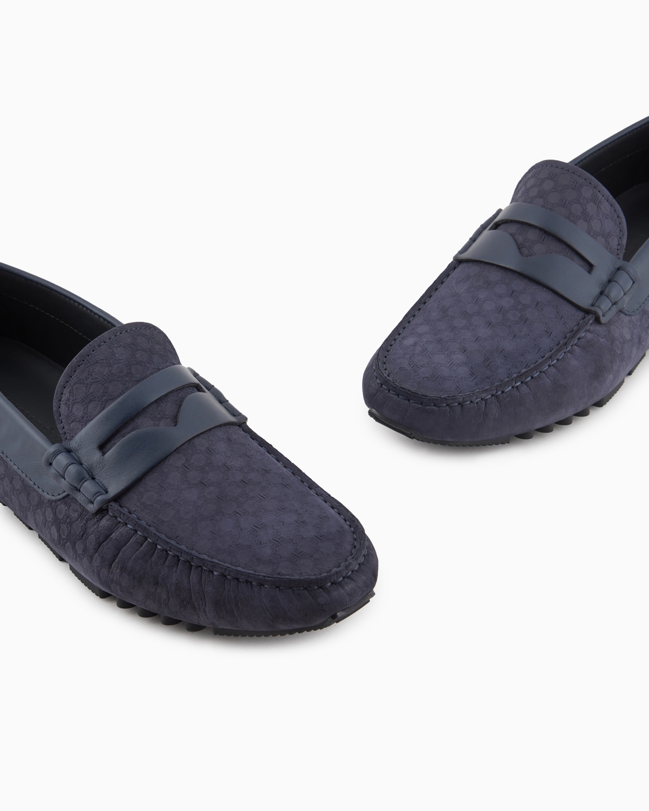 LEATHER DRIVING LOAFERS WITH ALL-OVER EMBOSSED PATTERN - 5