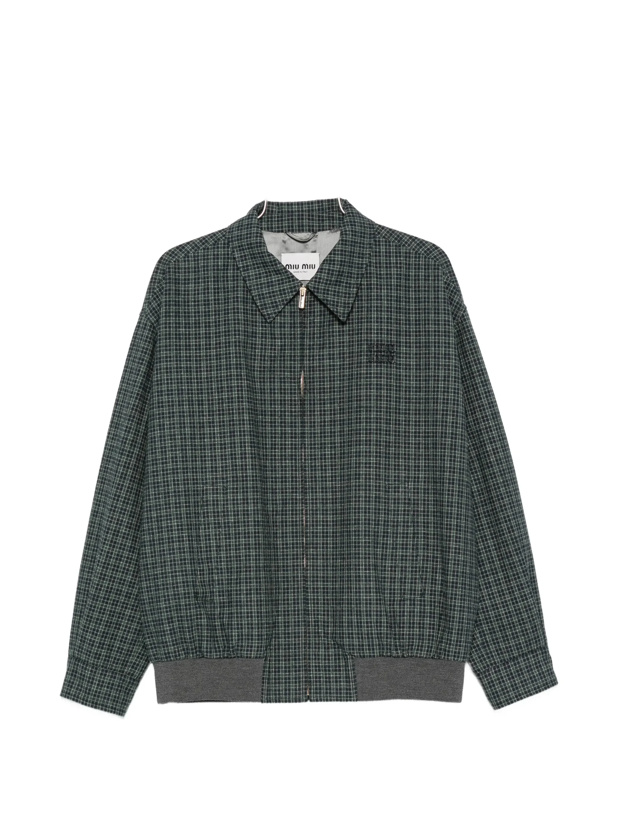 Miu Miu Check-pattern Logo-patch Jacket - 1