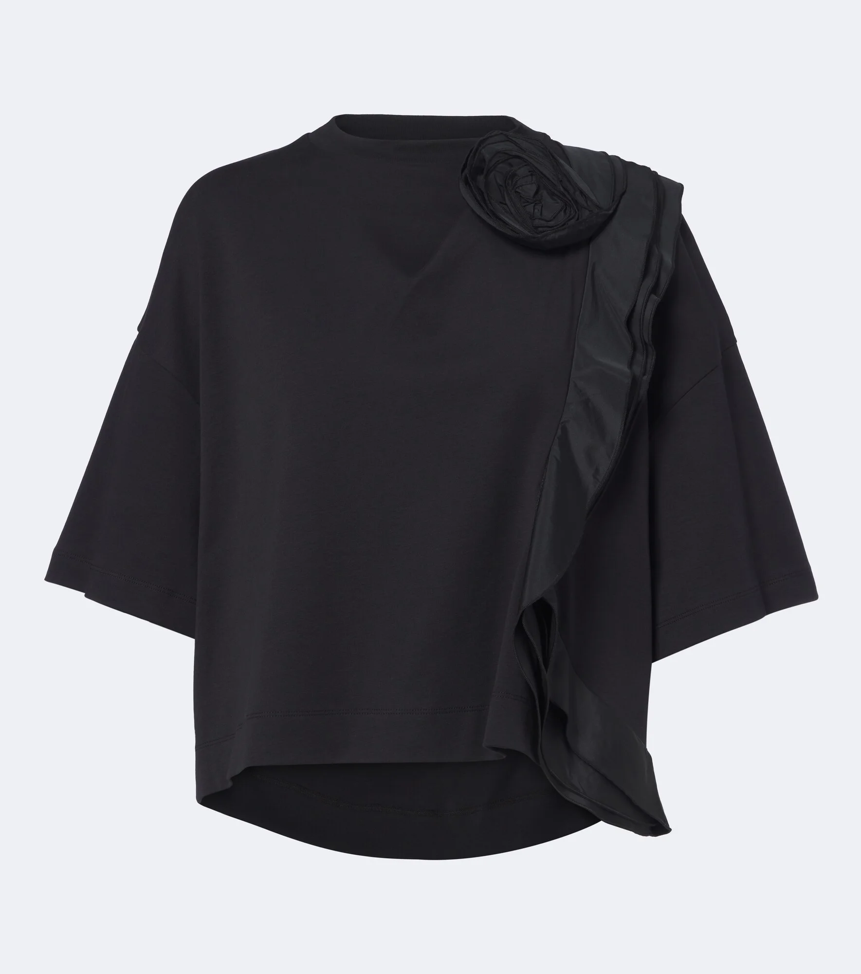 Ruffled cotton jersey T-shirt - 1