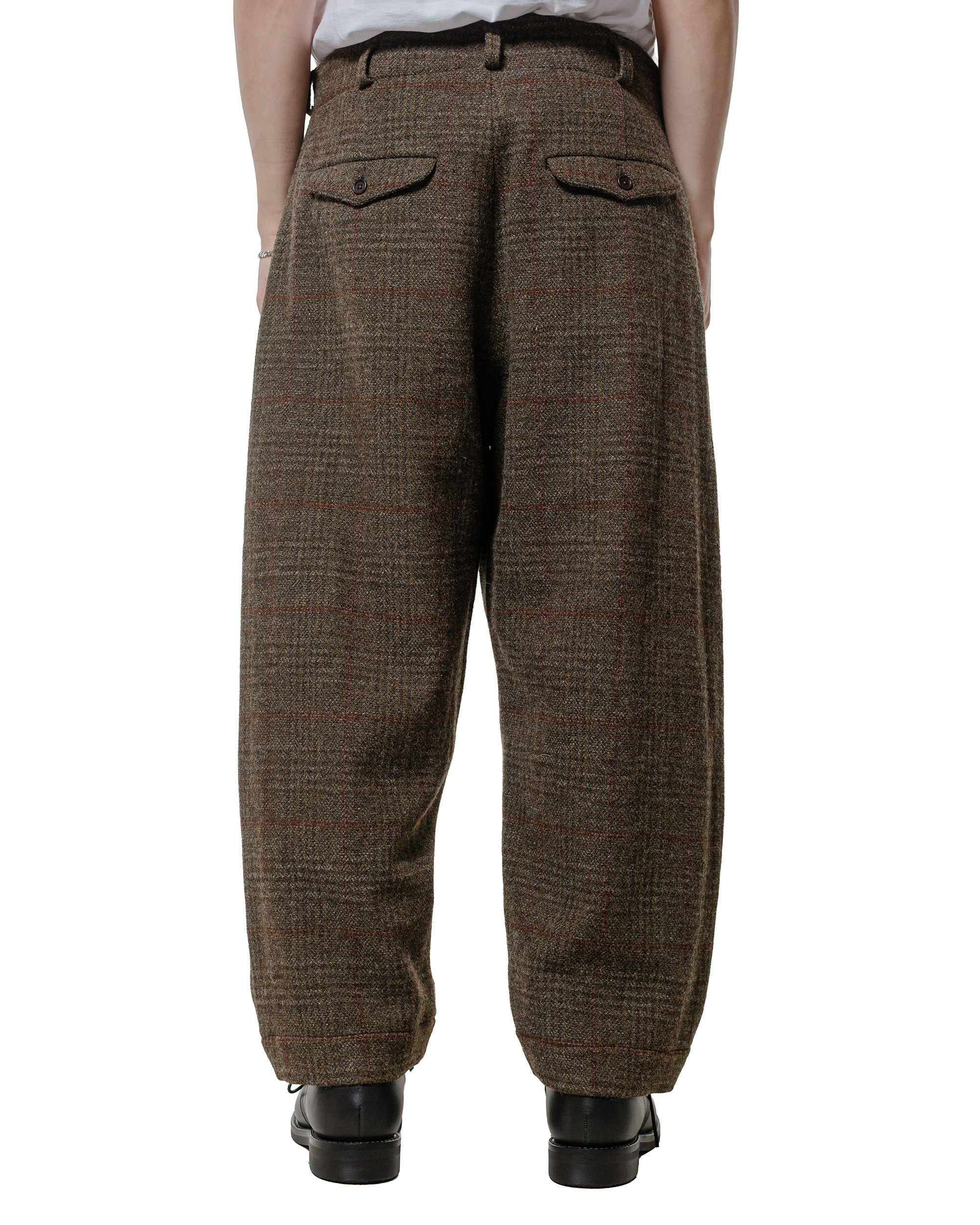 Two Pleat Pant Wool Herringbone Check Dark Olive/Charcoal - 3