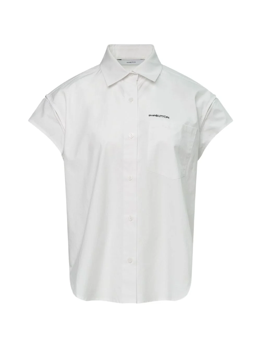logo-print cap-sleeve shirt - 1