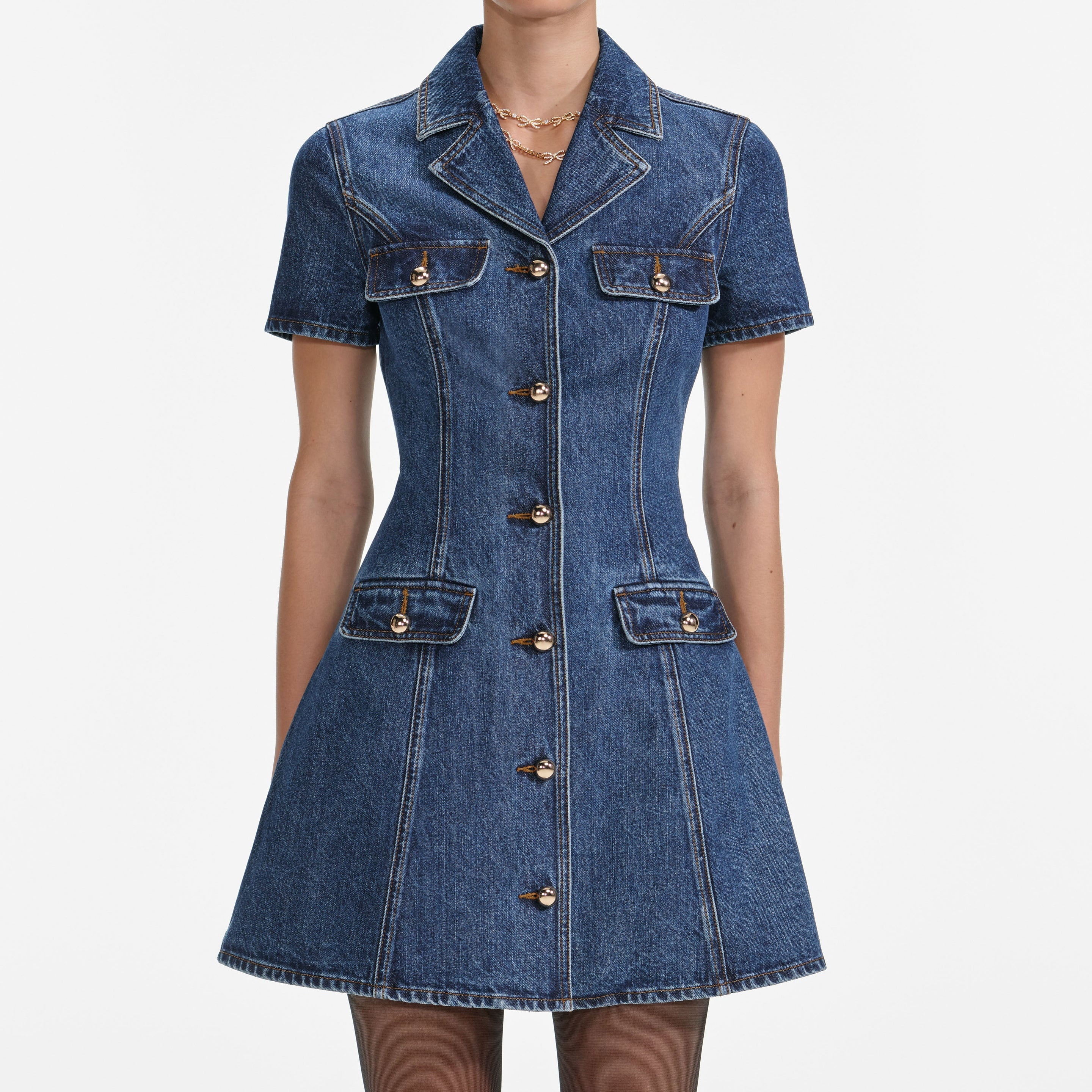 Denim Mini Dress - 4