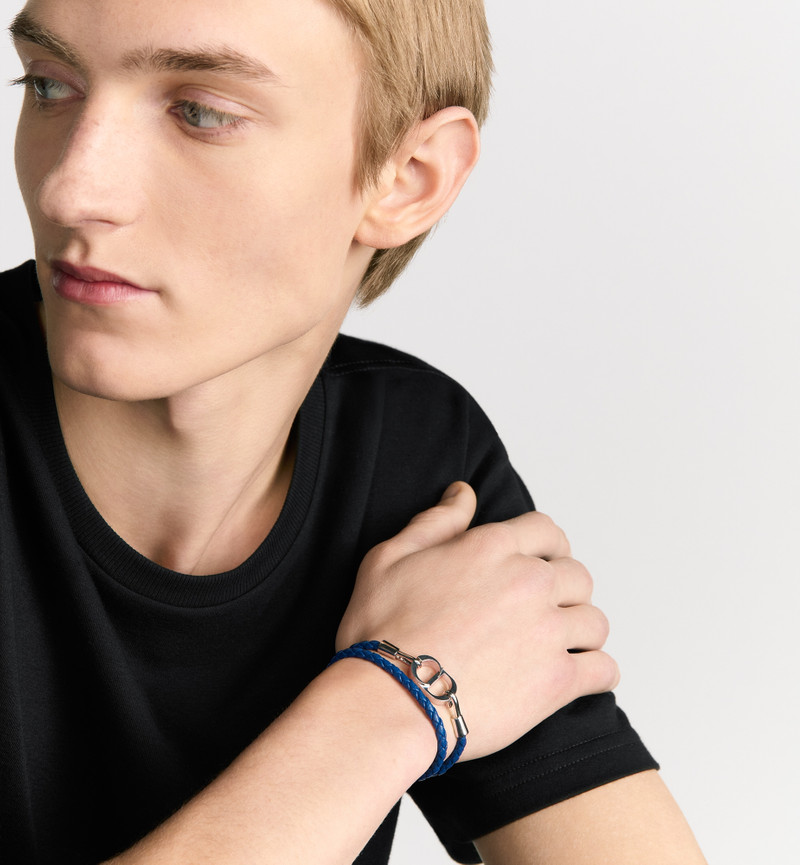 Dior CD Icon Braided Leather Double Bracelet outlook