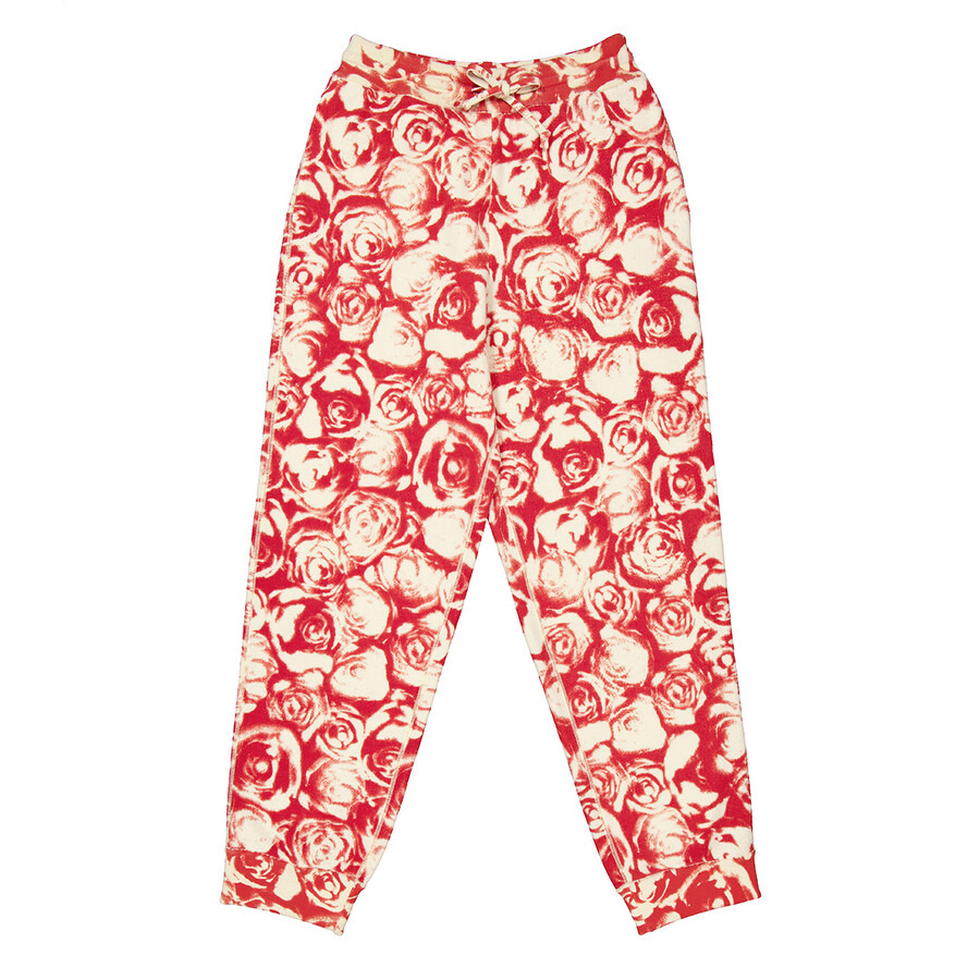 Burberry All Over Rose Print Wool Jogging Pants - 5