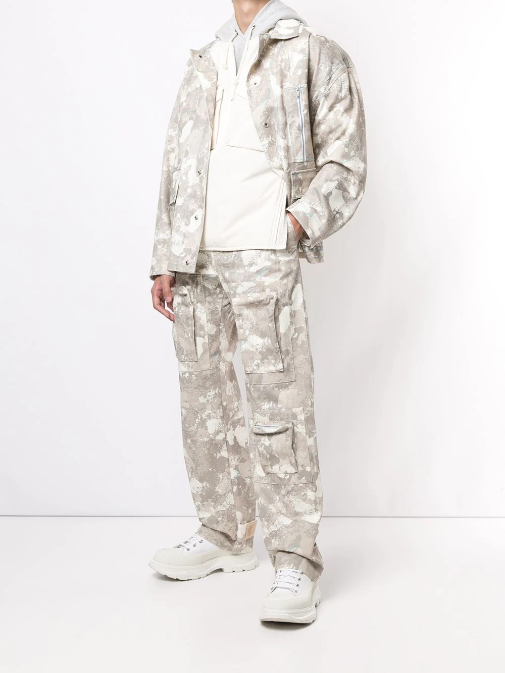 camouflage print military jacket - 2