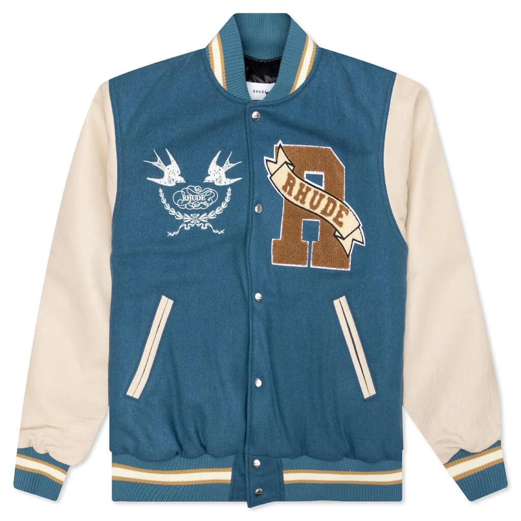 SPARROW VARSITY JACKET - SLATE/CREAM - 1