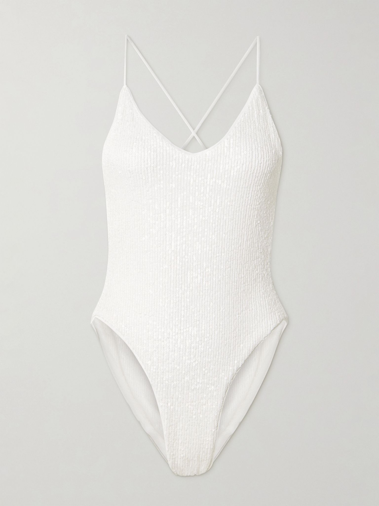 Open-back sequined swimsuit White - 1