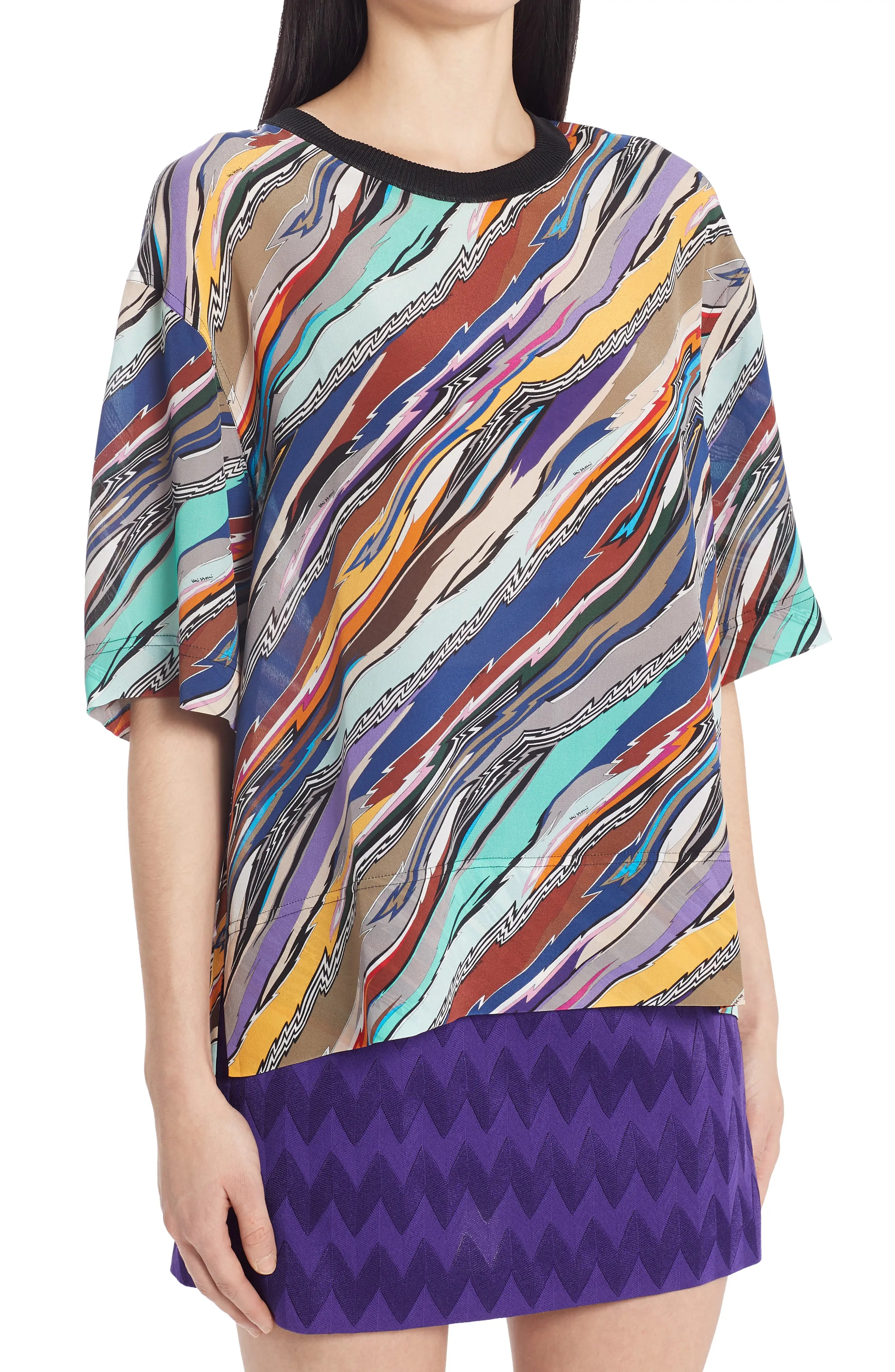 Print High-Low Silk Top - 4