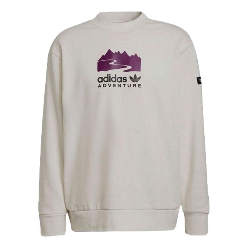 Men's adidas originals Casual Sports Round Neck Pullover Creamy White H09108 - 1